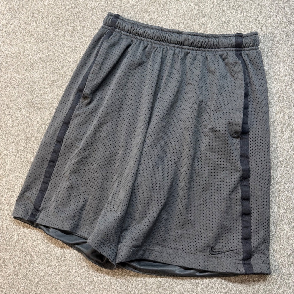 Nike Mens Mesh Athletic Basketball Shorts Gray Black Stripe Size M 1309